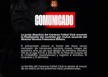 El Caracas FC despidió a su técnico Francesco Stifano