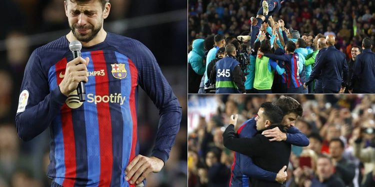 Piqué se despidió del Camp Nou con un sentido homenaje y el Barça líder provisional