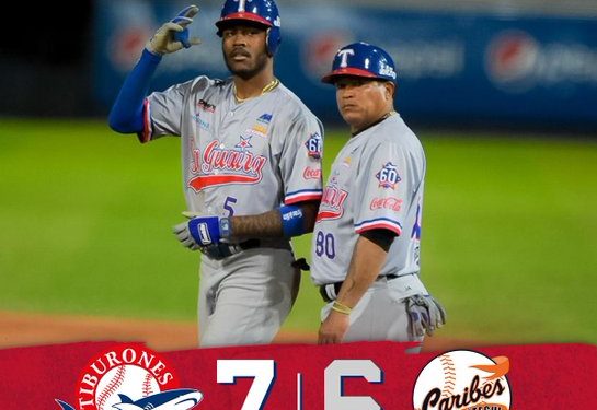Tiburones de la Guaira derrotó este martes 7 a 6 a Caribes de Anzoátegui