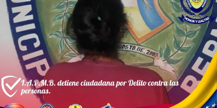 Gracias al continuo patrullaje de los uniformados pertenecientes a la Policía municipal de Bermúdez en el estado Sucre, y a la denuncia oportuna, se logró la captura de una mujer por agresión física a su pareja.